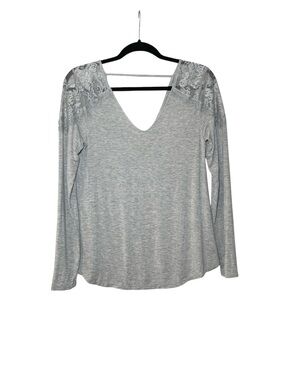 American Eagle Women's Gray Soft & Sexy V-Neck Long Sleeve Top Size Medium